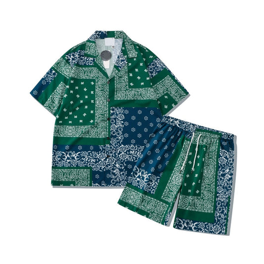 Blue and Green Bandana Set